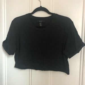 Cuff-sleeved Cotton Crop Top